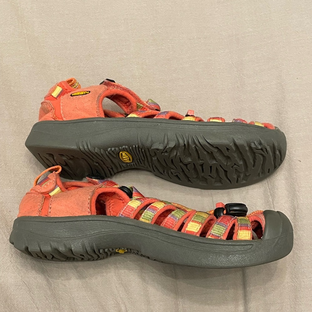 KEEN Whisper Waterproof Hiking Sport Sandal kids size 13 shoe Coral Orange Multi - Picture 4 of 6